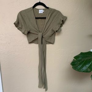 Princess Polly Honey Honey Tie Up Top Khaki